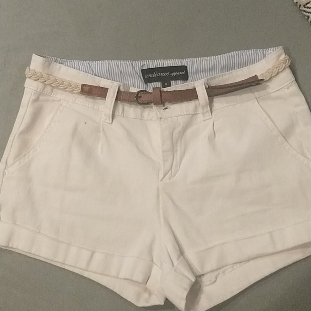 white short with belt
